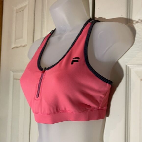 Fila Hot Pink Sports Bra Half Zipper Front Medium - Picture 5 of 13